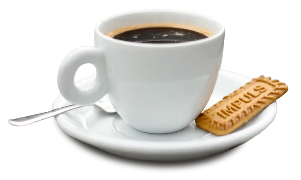 Kaffeetasse mit Impuls Keks - dein Break für die Mittagspause